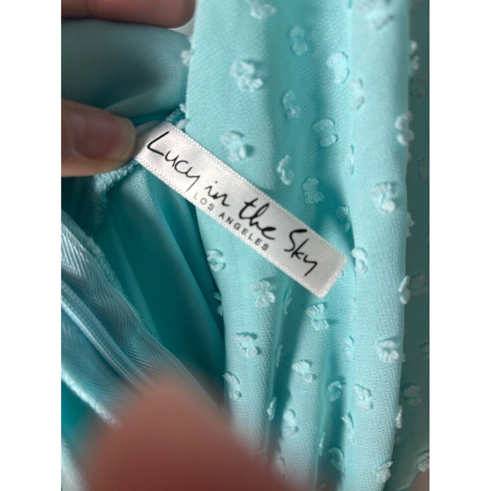 Lucy in the Sky Light Aqua Dot Chiffon Dress - Picture 9 of 10